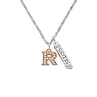 Delight nakit Rose Goldtone Crystal inicijal - R - Silvertone sestre Best Friends Forever Bar Charm