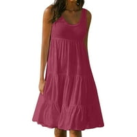 Ležerna haljina za žene dugačka visoka struka Vela čvrsta boja okrugla vrata veličine m
