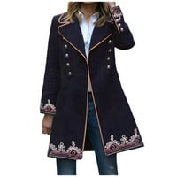 Moderna jakna za žene Zimska srednja dužina dugih rukava s dugim vunenim kaputom od kaputa sa džepom