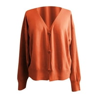 Ženski čestici Plus veličina Žensko dugme Čvrsti pleteni džemper Cardigan dugih rukava sa jaknom narančasta