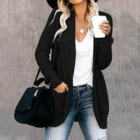 Huaai Cardigan za ženske kaput dugih rukava s dugim rukavima s džepovima džepovi za žene crne m