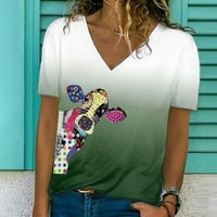 Ljetni vrhovi za ženu Fashion Woman V-izrez kratki rukav majica Majica Ljetni cvjetni otisci bluza