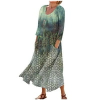 Feternal ženska ležerna modna udobna tiskana rukavska haljina maxi haljina za žene