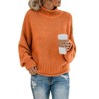 KPOPLK Ženska ležerna turteneck džemper bluza Labavi pulover Jumper pletene obične zime tople džempere