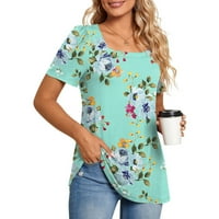 Ljetne majice za žene cvjetni vintage t majice kratki rukav kvadratni izrez casual labavi ugradbeni