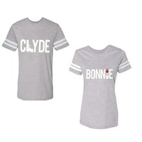 Clyde Bonnie Unise Par Usklađivanje pamučnog dresovog stila majica Kontrastne pruge na rukavima