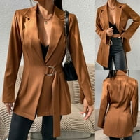 Žena modna dugih rukava Čvrsta boja Komforni labavi vrhovi dugački kaput bluza hot6sl4884553