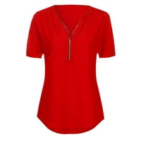 Pseurrlt Ljeto Ženske majice Loose kratki rukav Zipper Womentop bluza S-5XL