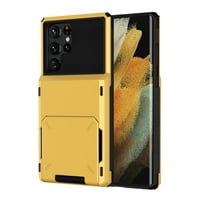 Elepower za Galaxy S ultra slučaj, [nazad Flip karticu utor] otporan na teške dežurne anti-padajućeg [PC Back + TPU Bumper] u zaštitnom poklopcu novčanika, žuta