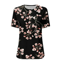 Ženske bluze Ležerne prilike modnog cvijeta tiskani tasteri o vratu kratkih rukava majica bluze ljetni