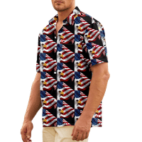 4. jula muška havajska majica SAD Nacionalna zastava T majica majica ovratnik 3D Print Vanjski casual