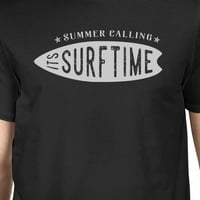 Ljeto naziva da je vrijeme surfanja muški crni okrugli vrat majica