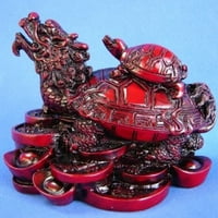 Red Feng Shui Dragon Turtle Tortoise statue figurine novčiće bogatstvo