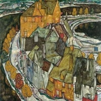 Kruma kuća II otok grad Poster Print Egon Schiele