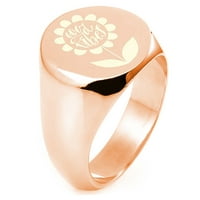 Sterling Silver dobre vibracije suncokretovo ugravirano okruglo ravni vrhunski polirani prsten