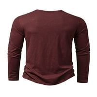 Sanviglor muške vrhove Henley Neck T majice s dugim rukavima T-majica Redovna fit pulover dnevna bluza
