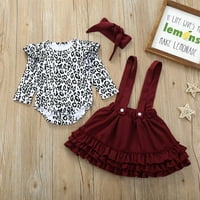 SDJMA TODDLER Baby Girls Leopard Print Romper Bodysuit + suknje za suknje + set za glavu