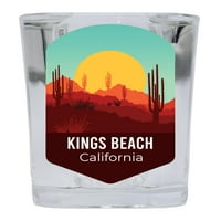 Kings Beach California Suvenir Square Shot Staklo Desert Design