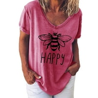 Košulje za žene Ležerne ljetne modne bluze za izrez kratki rukav, ležerna labava fit majica Ljetni vrhovi