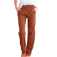 Velika štednja za čišćenje pamučne pantalone za žene elastične labave hlače Ležerne kožerne džepne pantalone