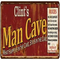 Clint's Man Cave pravila Crveni metalni znak Poklon 108240004142
