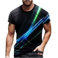 Košulje za muškarce Prevelike fit ličnosti 3D digitalni kratki rukav Crewneck Tee majica Ležerne prilike na otvorenom Workout bluza Crna XXXXL