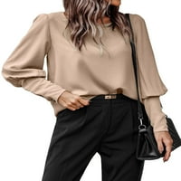Elegantna bluza sa čvrstim okruglim vratom dugih rukava marelica Ženske bluze