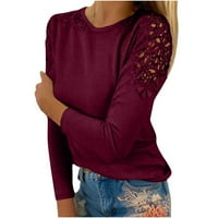 Ženske majice vrhovi jesenji čvrsta čipka šuplji izleti labavi fit tunike vrhove udobnosti pulover Slim