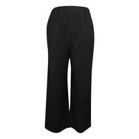 Teretne pantalone za žene Čvrsto boje visoke struke labave široke nogave hlače Sport hlače sa džepom,