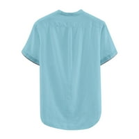 Muška majica Ležerne prilike modernog baggy solid pamučne posteljine kratkih rukava plus veličina vrhova
