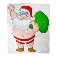 Bacajte pokrivače Santa Claus Plaža koja nosi kupaći kostimu i nošenje posude za toplu flanel meka pokriva