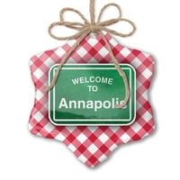 Božićni ukras zeleni put dobrodošli u Annapolis Red Plaid Neonblond