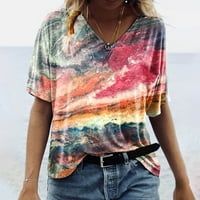 Patlollav Clearence ženska v-izrez kratka rukava majica Majica Ljeto Ispis Loose vrhovi