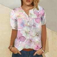 Cvjetni bluze za žene ljetne casual bluza s kratkim rukavima za slobodno vrijeme m