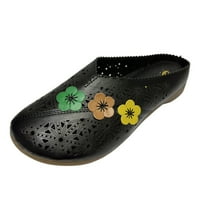 Žene Ljetne cvijeće Ukrasite šuplje klizanje na casual okruglim nožnim klinovima Udobne cipele na plaži