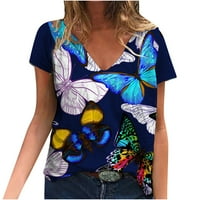 Ženski vrhovi postrojenje Fashion Women kauzalna bluza za ispis na vratu Kratki rukav majica ljetni