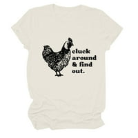 Puawkoer Slatka Cluck Graphic Women Majica Majice kratkih rukava za žene Dugih rukava Spande Košulja