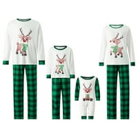 Porodica Arvbitana Podudaranje božićne pidžame setovi dugih rukava Elk pulover tiska + plaćene hlače