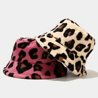 Simplmasygeni All-Match Fashion Bucket Hat Ženski modni Leopard Print Baw Honed Woolen Trpe Ribarski šešir