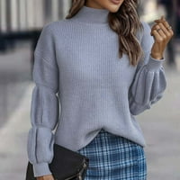 Ženski prevelizirani dugi rukav Ležerni pleteni džemper na pola kornjača dugih rukava Top solidne boje