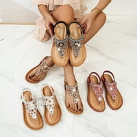 Ženske cipele Dame remen ravne sandale Ljeto Boho Rhinestone Haljina cipele Comfort Open Toe Elastična