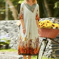 Koaiezne proljeće ljeto Novo ženska haljina za patchwork s cvjetnim kratkim rukavima duga haljina