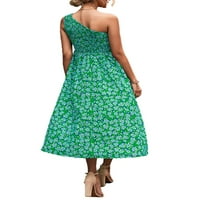 Ženski jedno rame cvjetno print midi haljina ljetne dame odmor za odmor