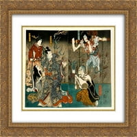 Utagawa Kuniyoshi Matted Gold Ornate uramljena umjetnost Ispis 'duhovi Toga i njegove žene'