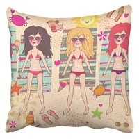 Tan bikini za sunčanje djevojke kupaće kostime atraktivna plaža Prekrasna ljepotica jastuk jastuk za