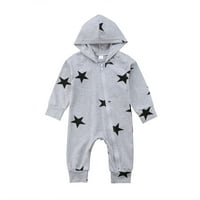 Douhoow Newborn Baby Boy Bodysuit Stars Print Romper dugih rukava Zipperjumsupci