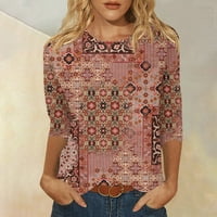 APEPAL Ženski rukav dressy top casual labavo okrugla bluza sa lukom Slatka trendi majica plus veličine