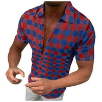 Muška majica Ležerne prilike Stil proljeće Ljeto brušenje Plaid Buckle rever kratkih rukava za muškarce