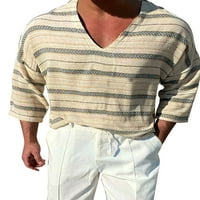 Cindysus Men Loot Fit Osnovna majica Muške casual bluza V izrez plaže prugasti modni ljetni vrhovi