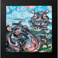 IHDE, McKenna crna moderna uokvirena muzejska umjetnost tisak pod nazivom - Hippo i Bee